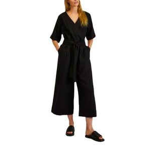 Everlane The Linen Cross-Front Jumpsuit black